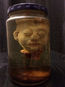 "Baby Head in a Jar" - A Super Sculpey Piece.  The title should say it all.